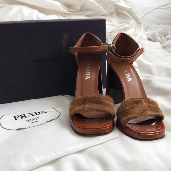 Prada Shoes - Vintage Prada furry Mary Jane platforms - size 7